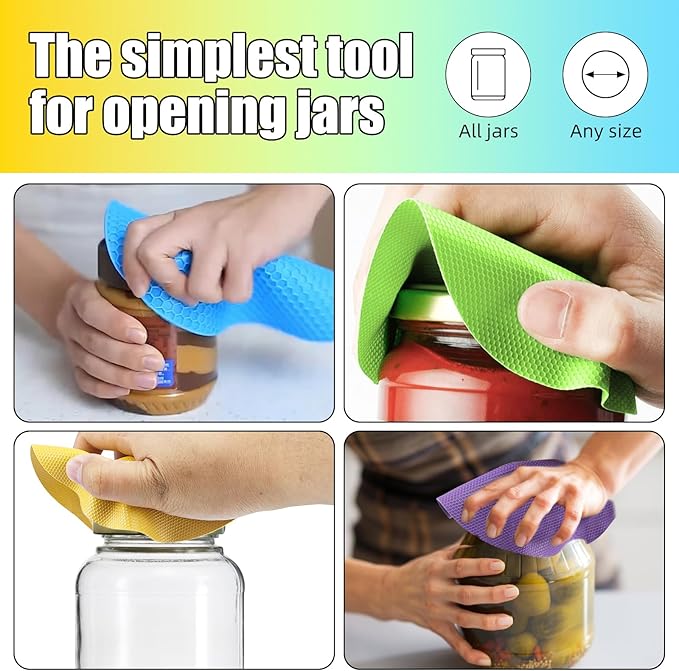 8 PCS Rubber Jar Opener Grippers – Non-Slip Multi-Purpose Bottle & Lid Opener | Easy Grip for Effortless Opening | Durable Kitchen Tool for Jars, Cans, Containers – Non-Tear, Coaster & Trivet Use