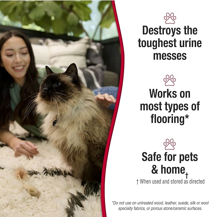 Nature's Miracle Urine Destroyer Plus for Cats, Enzymatic Formula for Severe Cat Urine Stains, 1 Gal