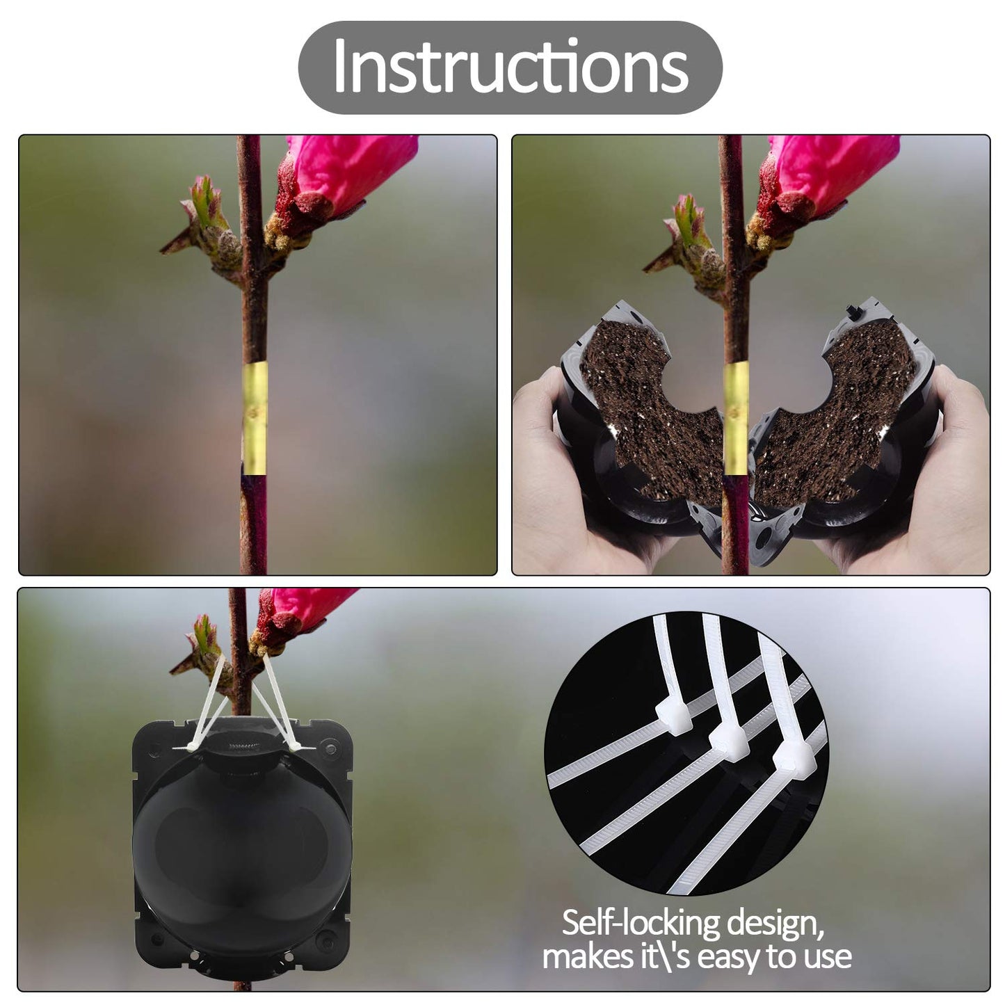 FCENDS 16 PCS Large Size Plant Root Growing Boxes Grafting Device, Reusable Plant Rooting Device Ball, High Pressure Propagation Ball Rooter Boxes for Garden (L 16pcs)