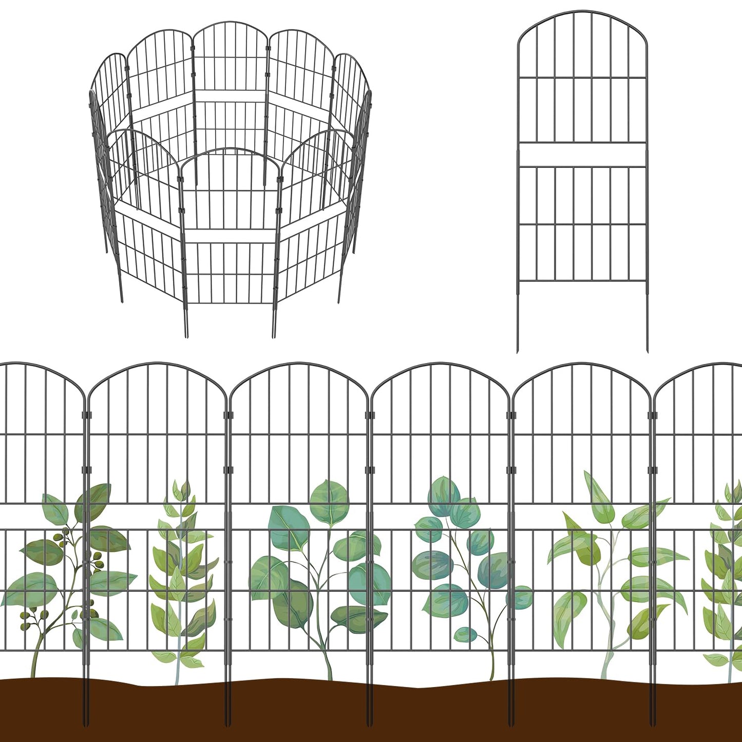 KIMAZO 32.5in (H) x 20ft (L) Tall Decorative Garden Fence - 14 Pack Garden Fencing, Rustproof Metal Wire Panel Border Animal Barrier for Dog, Flower Edging for Yard Landscape Patio Outdoor Decor