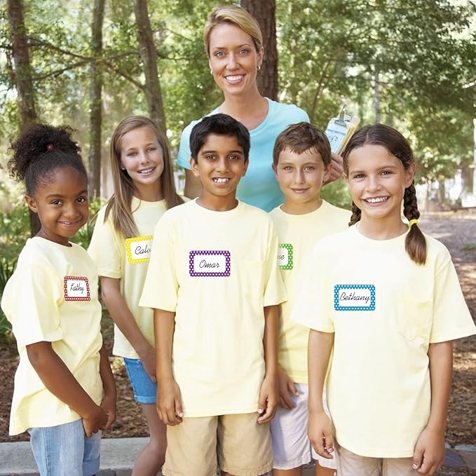 Batrical 3.5"x2.25" Colorful Name Tags 200pc 5 Colors Name Tag Stickers for Office, School, Classroom, Kitchen, Refrigerator