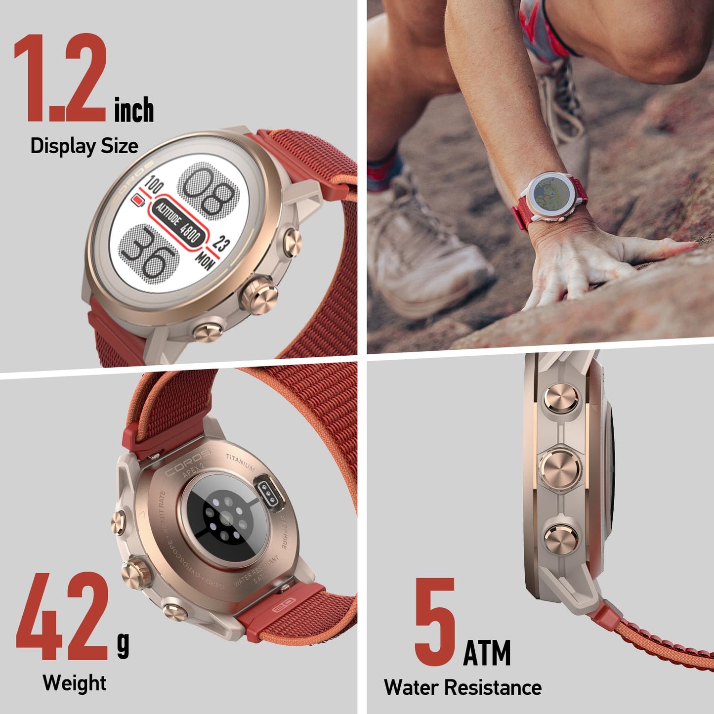 Coros Apex 2 Gps Outdoor Watch,1.2 Sapphire Screen,14 Days/40 Hours Battery Life,5 Satellite Systems, Offline Maps, Heart Rate M