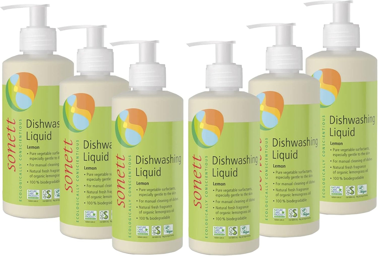 Sonett Organic Dishwashing Liquid Organic 100% Biodegradable Lemon, 10 Fl.Oz (Pack of 6)