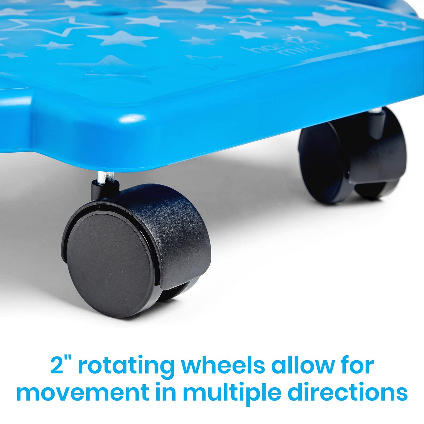 hand2mind Blue Indoor Scooter Board with Handles, Sit Down Floor Scooter, Gym Activities for Kids, Indoor Sport Recess Games, Physical Education Equipment, Gross Motor Toys