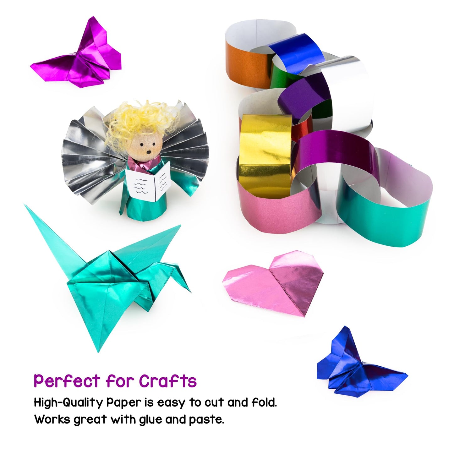 Hygloss Metallic Foil Paper - 50 Sheets 10 Assorted Metallic Foil Paper - 8.5x10 Inches - Ideal Foil Papers for Crafts - Shiny Craft Sheets