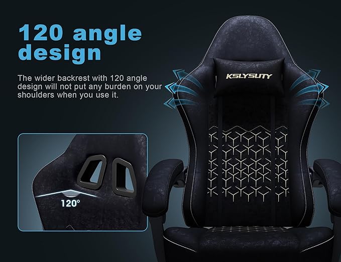 Gaming Chair Breathable Leather with Pocket Spring Cushion,Wide and High Ergonomic Office Chair with Headrest,Computer Gaming Chair with Footrest for Adult and Teen,Black