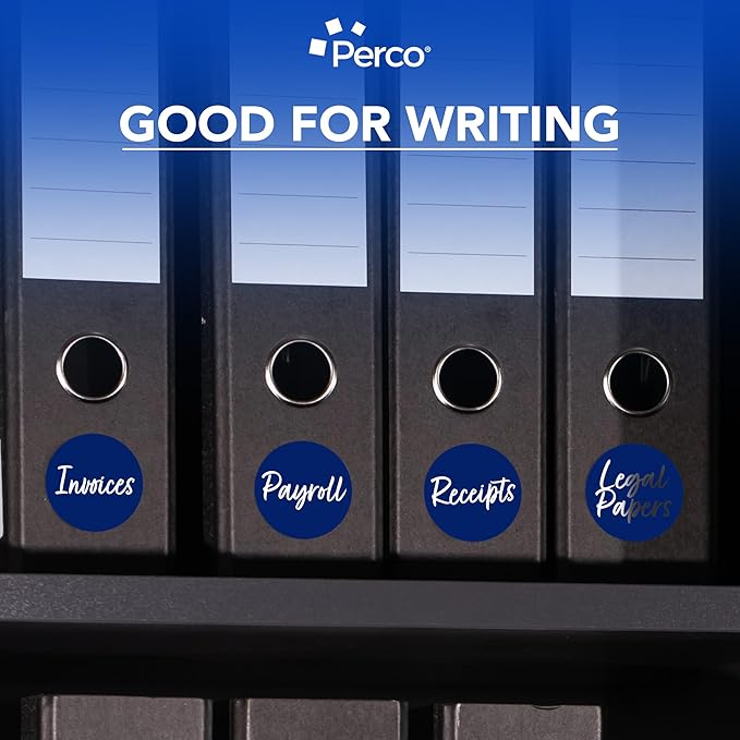 Perco Dark Blue 3-Inch Perforated Circle Dot Sticker Labels — 10 Rolls, 5,000 Round Stickers — with Permanent Adhesive for Moving Boxes, Sale Signage, Displays, Status Messaging—Made in USA
