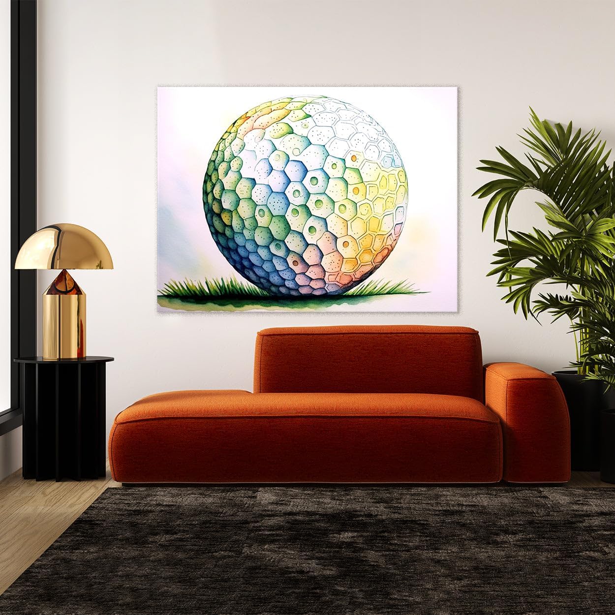 Sense Canvas Golf Ball Watercolor 27 Canvas Art - Home Decor Wall Art Print Poster Painting Small 16x12 / 1.5"