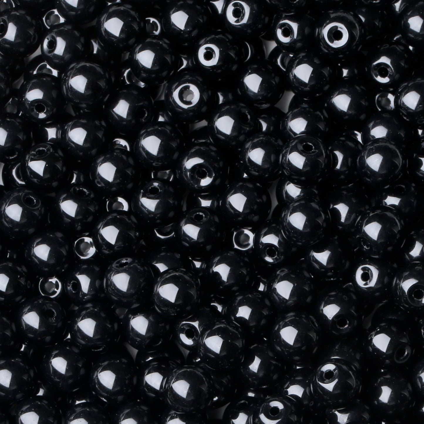 NUKAYAI 500Pcs Black Round Glass Beads 8mm for Bracelets, Beading Supplies Glass Crystal Beads for Bracelet DIY Crafts Making Kits Earring Necklaces(Black)