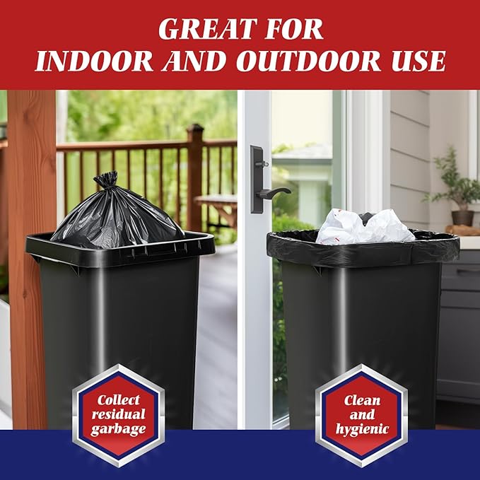 30-33 Gallon 300 Counts Large Trash Bags Black Garbage Bags, Large Trash Can Liners for Home,Kitchen,Office,All Purpose Light Residential or Commercial Waste,Outdoor Lawn and Leaf Bags
