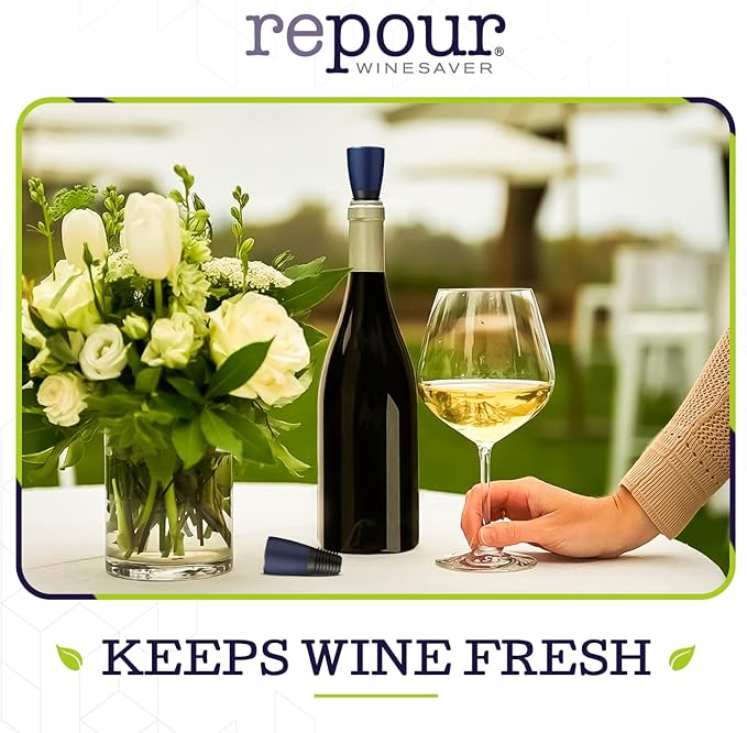 Repour Wine Saver and Stopper - Removes Oxygen, Preserving and Keeping Wine As Fresh As The Day The Bottle Was Opened - 48-Pack Blue