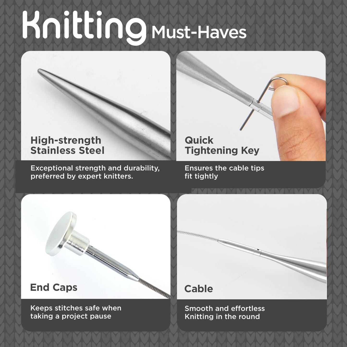 KnitPro Stelo Midi Normal Interchangeable Needle Set 5" (13cm) | 7 US Sizes (2.5 to 8)