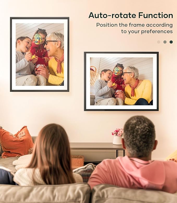 Cozyla 17'' Large Digital Picture Frame WiFi AI-Enhanced Free Unlimited Storage Wall Mount Share Photo＆Video via Apps Smart Digital Photo Frame Electric Picture Frame Slideshow Display Mat