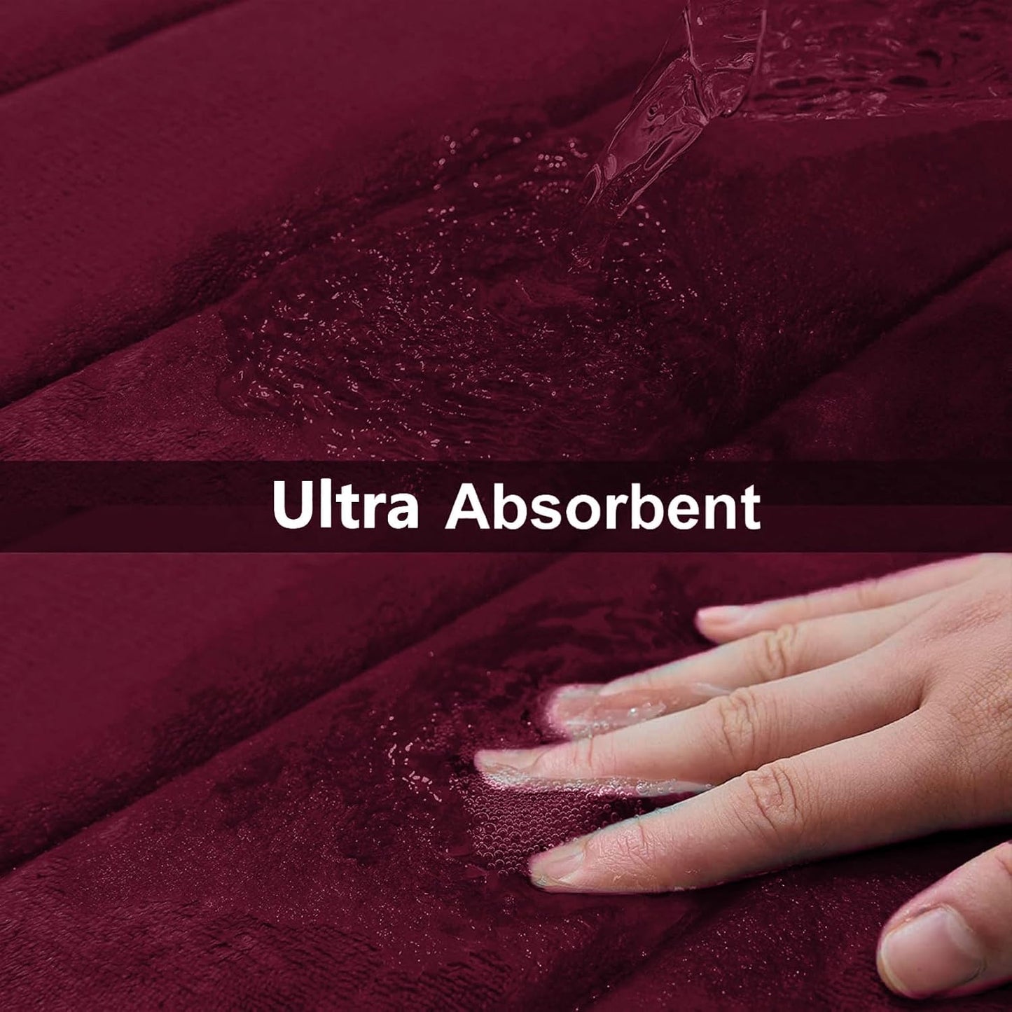 Buganda Memory Foam Bath Mat, 35.4" x 24", Ultra Soft and Non-Slip Bathroom Rugs, Water Absorbent and Machine Washable Bath Rug Runner for Bathroom, Shower, and Tub, Burgundy