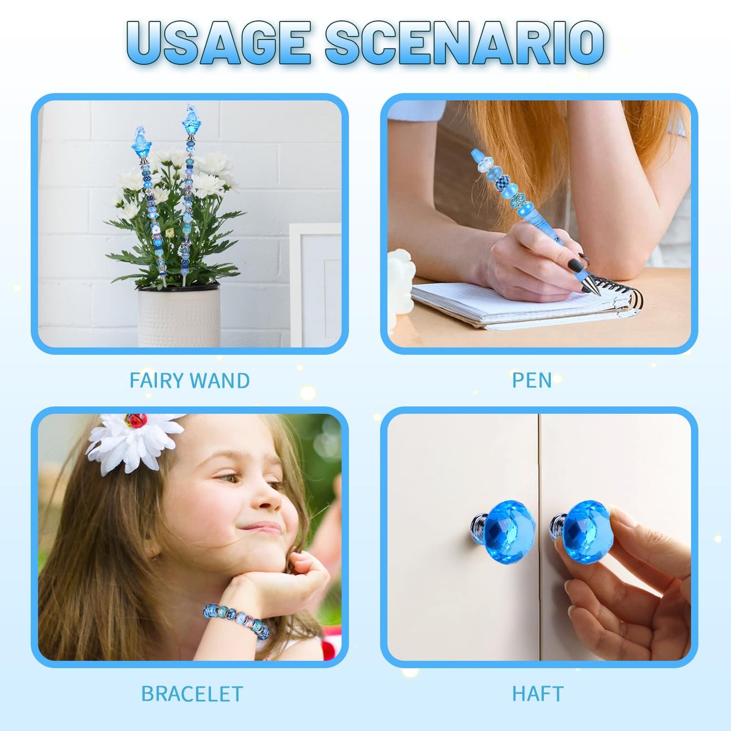 AIPRIDY 158 Pcs DIY Fairy Wand Garden Stakes Kit,Multiple Color Scheme European Beads Crystal Diamond Tops and 12 or 10 Inch Threaded Rods,Stainless Steel Stakes with Diamond Toppe(Purple)