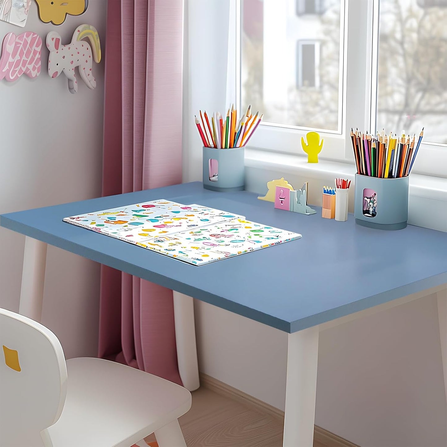Kaboon 45x20 inch Table Top Universal, Solid One-Piece Desktop, Reversible Melamine Countertop, Double Desks, L-Desk DIY, Grayish Blue