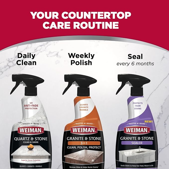Weiman Quartz Countertop Cleaner and Polish (2 Pack w/Micro Towel) Clean and Shine Your Quartz Countertops Islands and Stone Surfaces with Ultra Violet Protection