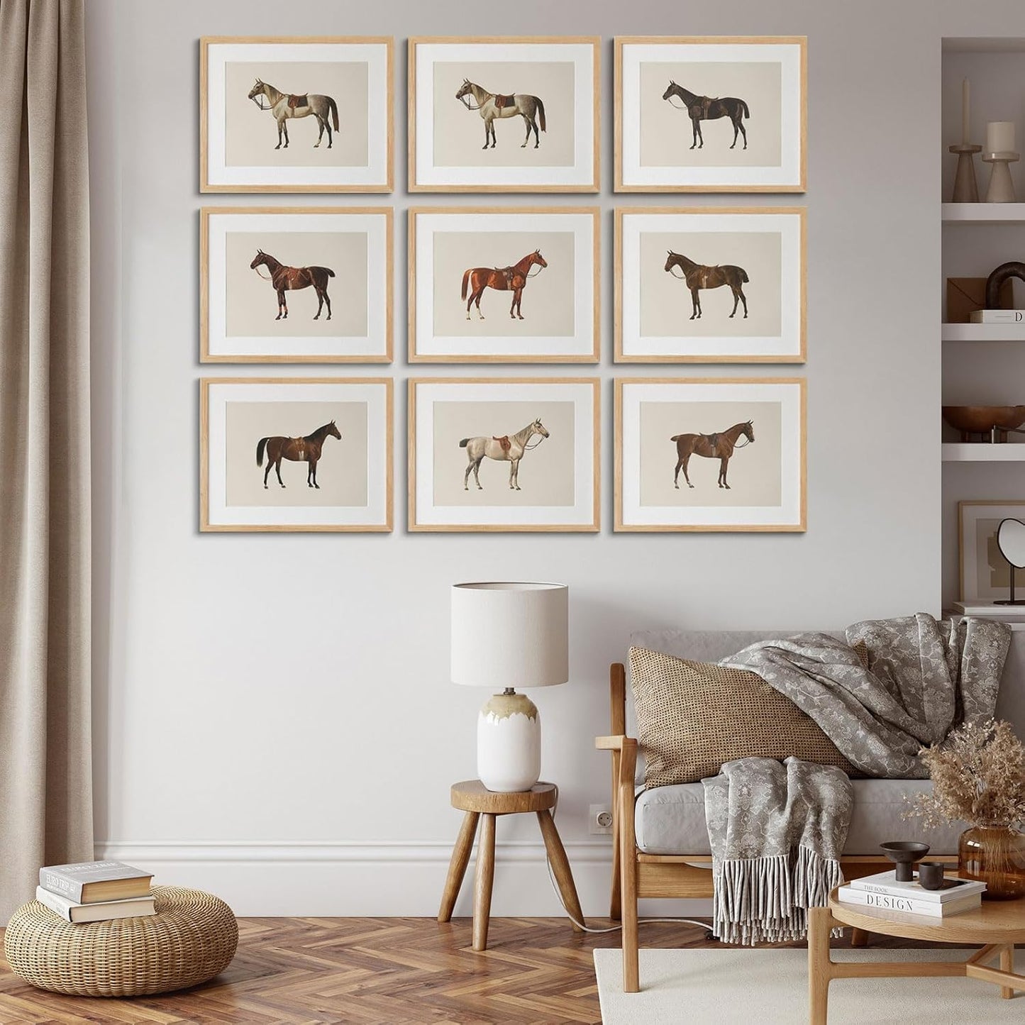 LOARTVE 9Pcs Vintage Horse Canvas Wall Art Posters,Farmhouse Horse Art Prints Rustic Gallery Wall Decor Pictures for Living Room Office Bedroom Decoration, Unframed