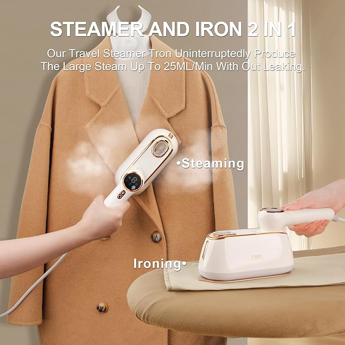 Travel Steamer for Clothes Portable, 1200W Handheld mini travel Steam Iron 4 Mode with LCD Displa Powerful Wrinkle Remover, Garment Steamer for Home, Dorm, Travel 120V
