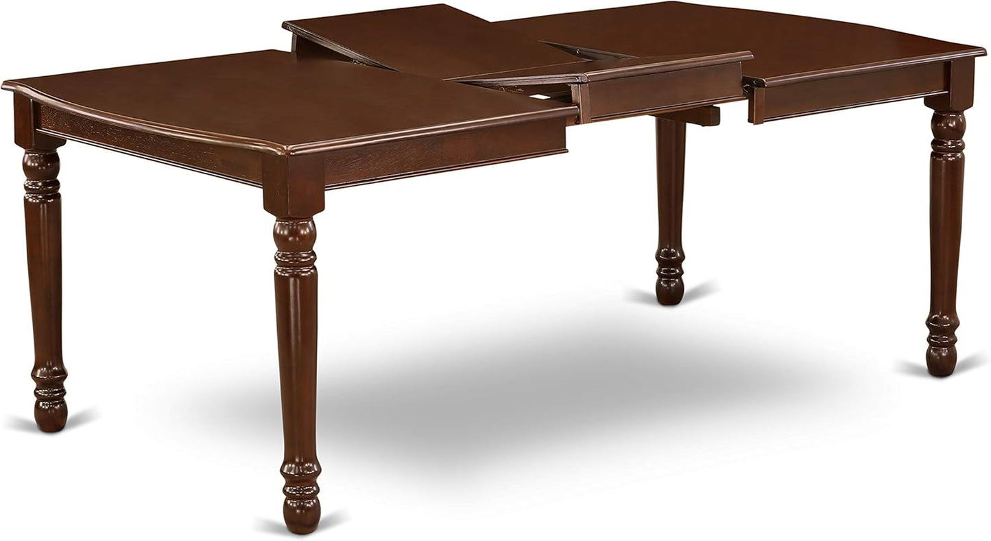 East West Furniture DODA7-MAH-C 7 Piece Modern Dining Table Set Consist of a Rectangle Wooden Table with Butterfly Leaf and 6 Linen Fabric Dining Room Chairs, 42x78 Inch, Mahogany