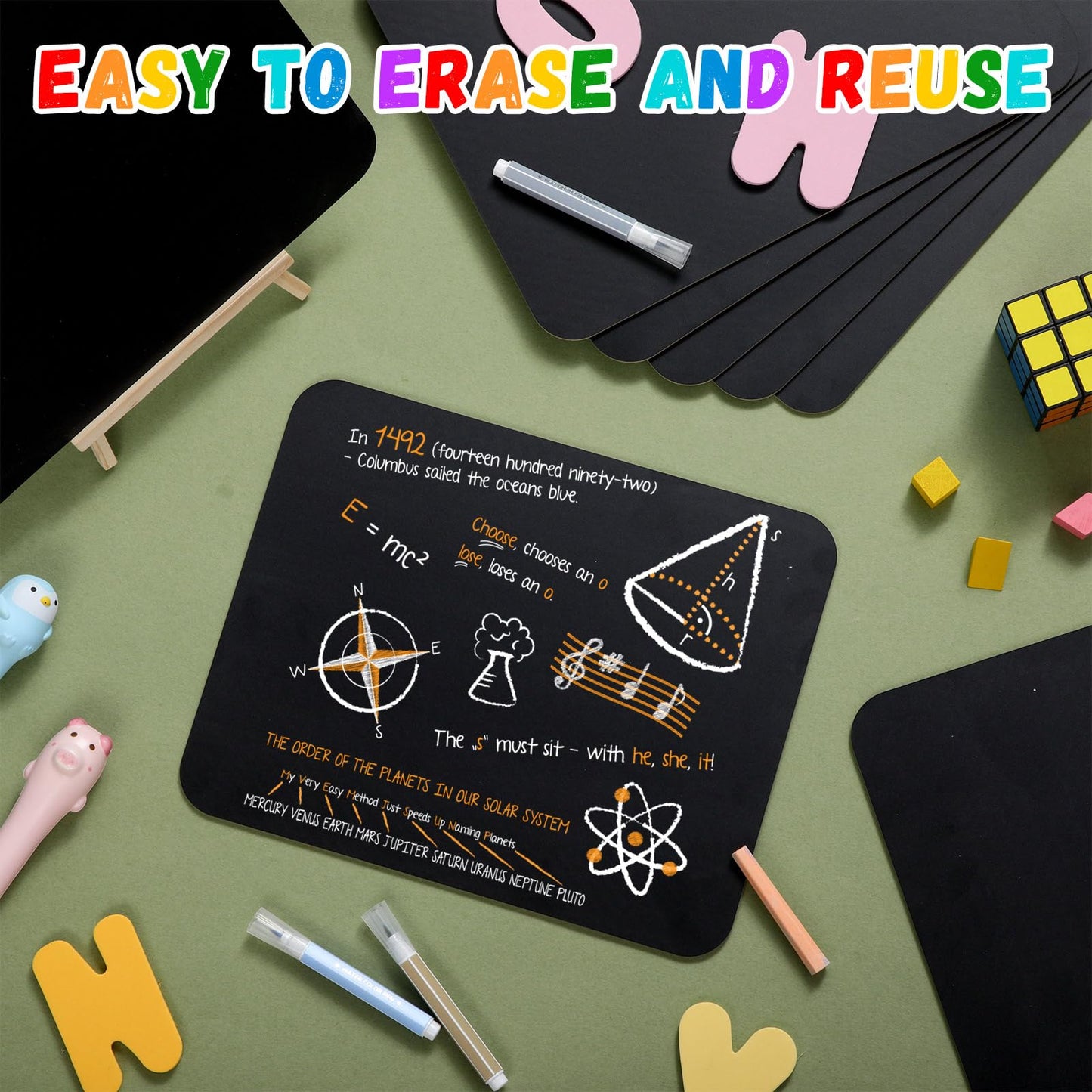 Humyoun 12 Pcs Chalk Board for Kids Bulk 9.5" x 12" Double-Sided Wooden Frameless Chalkboard Sign Blackboard for Kids Student School Classroom Home Office Restaurant Birthday Party Favors