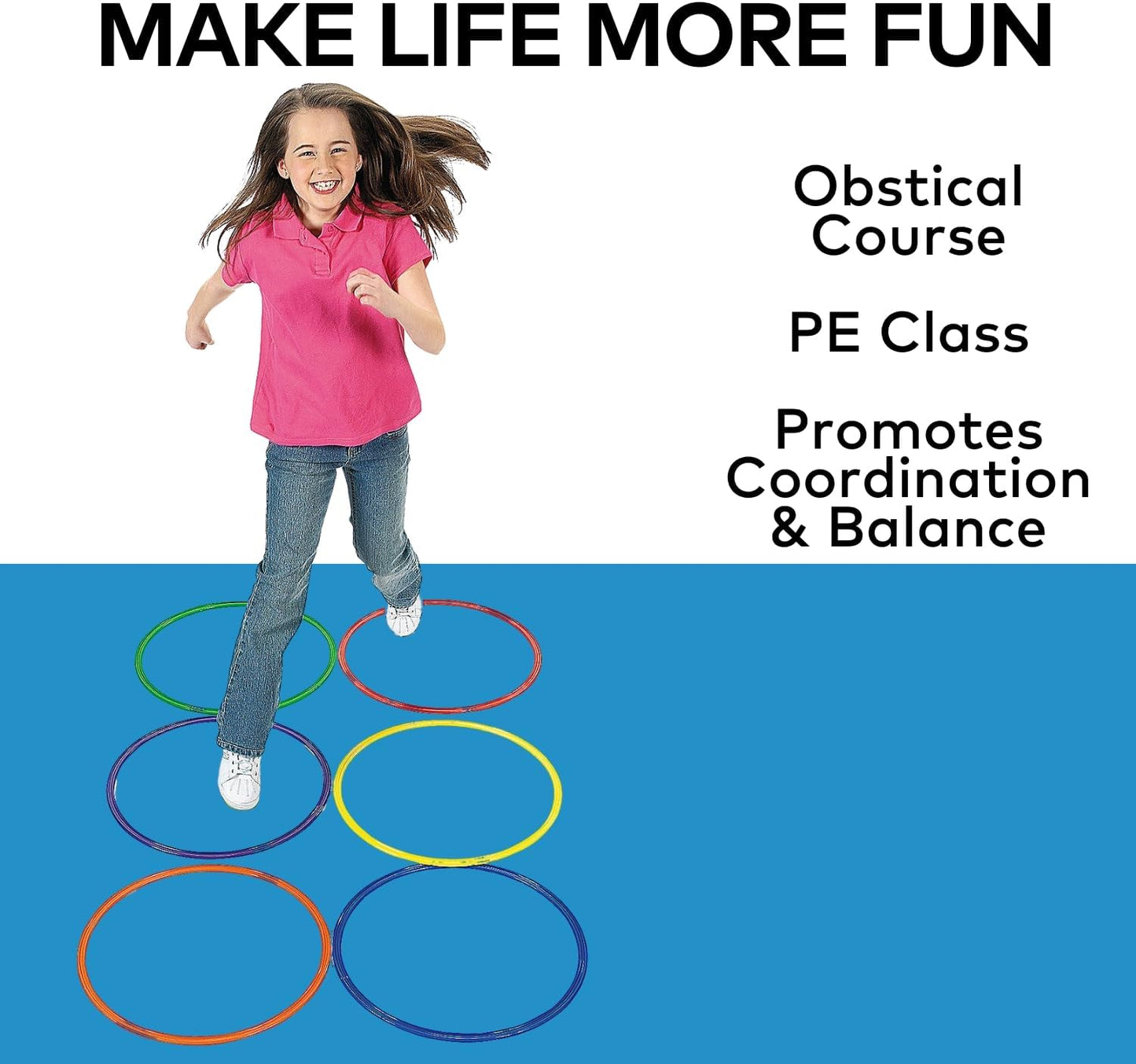 Fun Express Large 20 Inch Obstacle Course Agility Rings Set of 6 - Professional PE Equipment for Elementary School Physical Education | Carnival Games Ring Toss for Kids Outdoor Play & Field Day