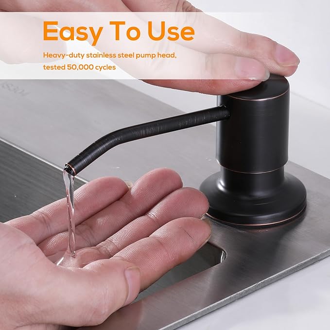 Soap Dispenser for Kitchen Sink ORB Lotion Dispenser for Kitchen Sink Stainless Steel Pump Head, with 17 Ounce Soap Bottle Refill from The Top,Soap Pump for Kitchen Sink