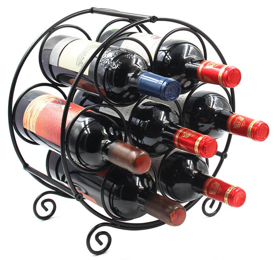 PAG 7 Bottles Freestanding Countertop Wine Rack, Metal Small Table Top Wine Rack, Drink Organizer Bottle Holder, Kitchen Organizers and Storage, Black