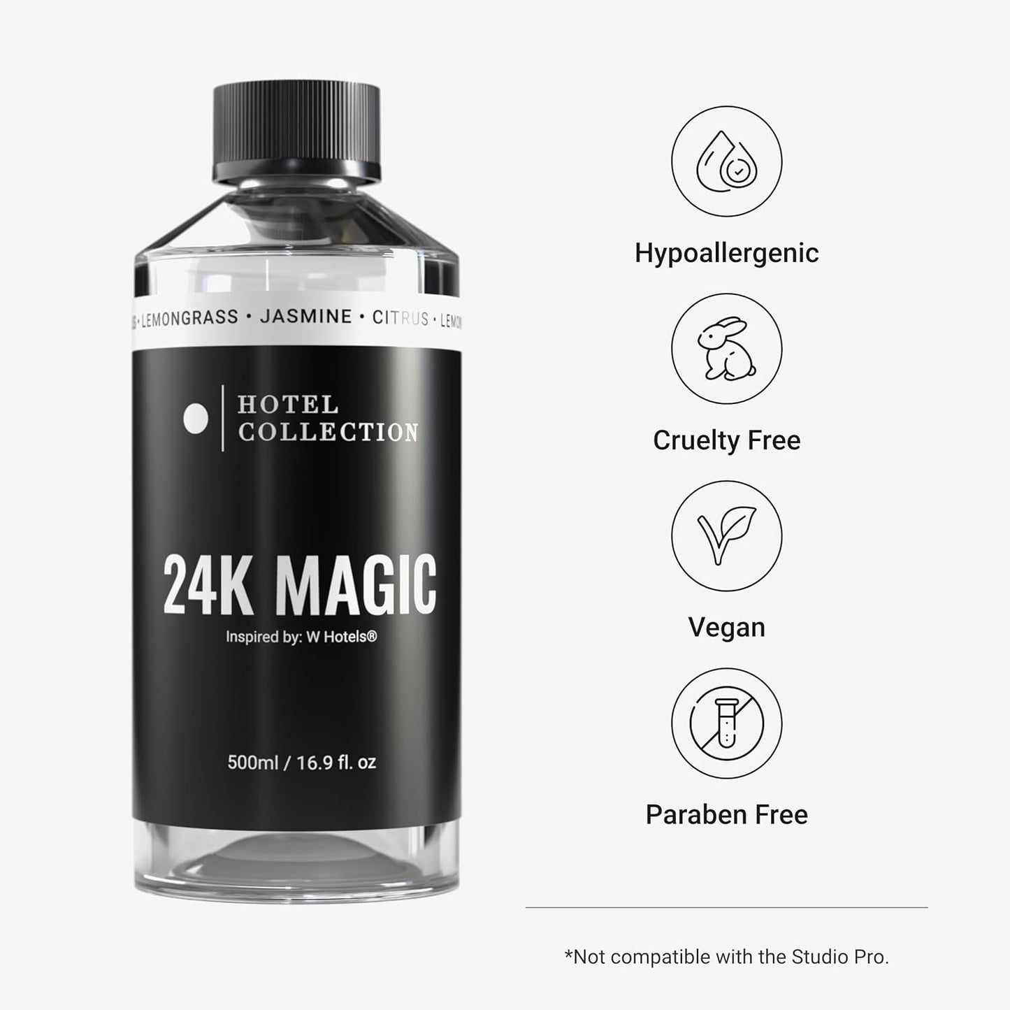 Hotel Collection Diffuser Oil - 24K Magic - Aromatherapy Essential Fragrance Oil - Citrus, Lemongrass, and Jasmine - 500mL 16.9 Fl oz
