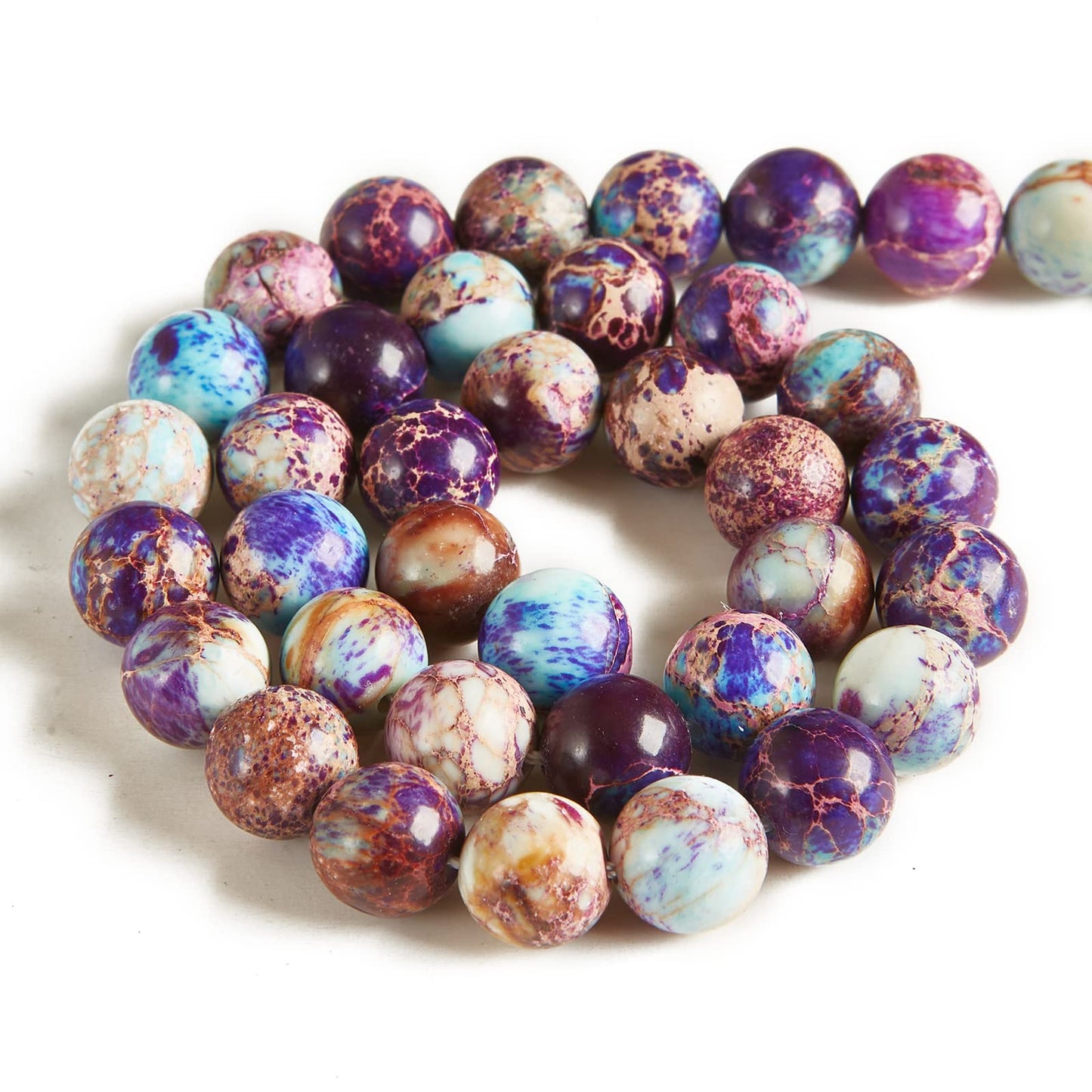60pcs 6mm Colorful Imperial Jasper Beads Natural Gemstone Beads Round Loose Beads for Jewelry Making