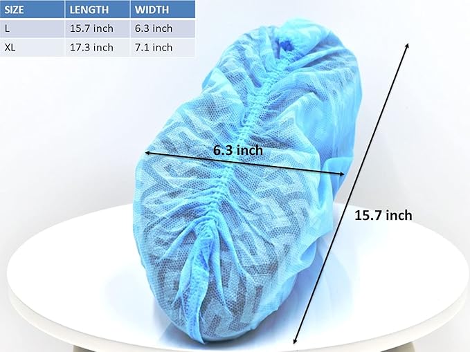 G & F Products Disposable Shoe Covers, Slip-Resistant Booties, Heavy-Duty, Waterproof, Elastic Band, Non-Slip Silicone Sole, Reusable, Protects Floors, Blue 11 Us Men & 13 Us Women, 500 Pcs (250 Pair)