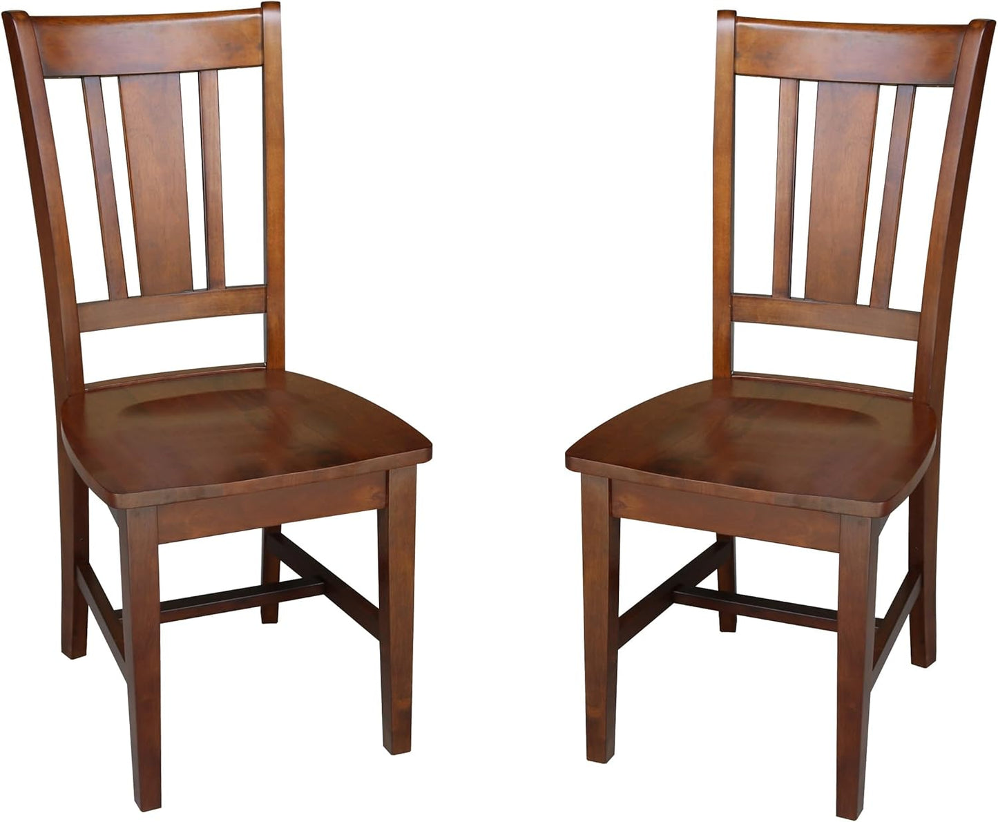 IC International Concepts, Set of Two San Remo SplatBack Dining Chairs, Espresso, 225lbs wt capacity, Solid Real Wood, Sturdy Parawood, Espresso
