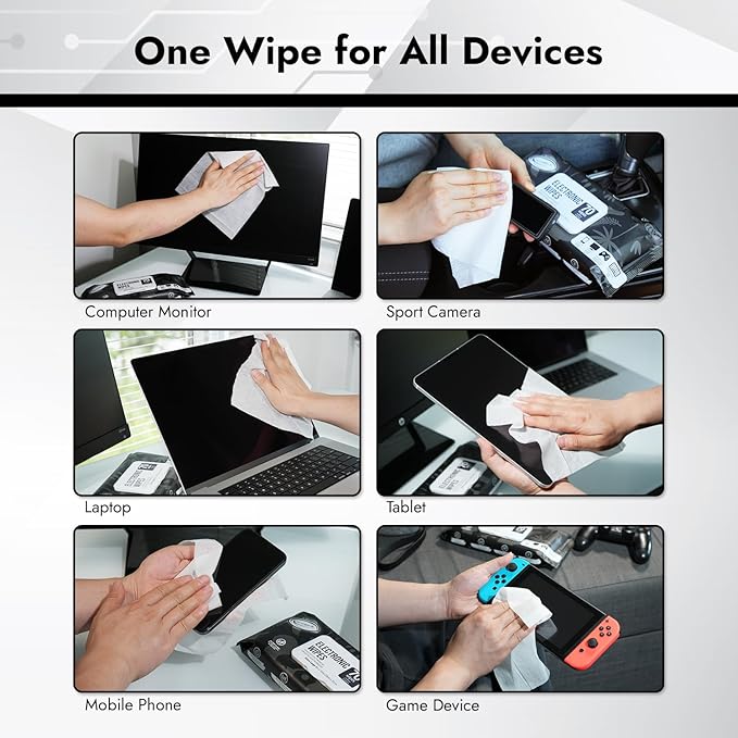 Air Jungles Electronic Wipes Screen Cleaning 70 Count, No Cloth Needed, Extra Large 8"x10" Tech Cleaner Wipes for LED Screen, TVs, Cars, Computer,Tablets, Phones, Laptops, VR, Monitors