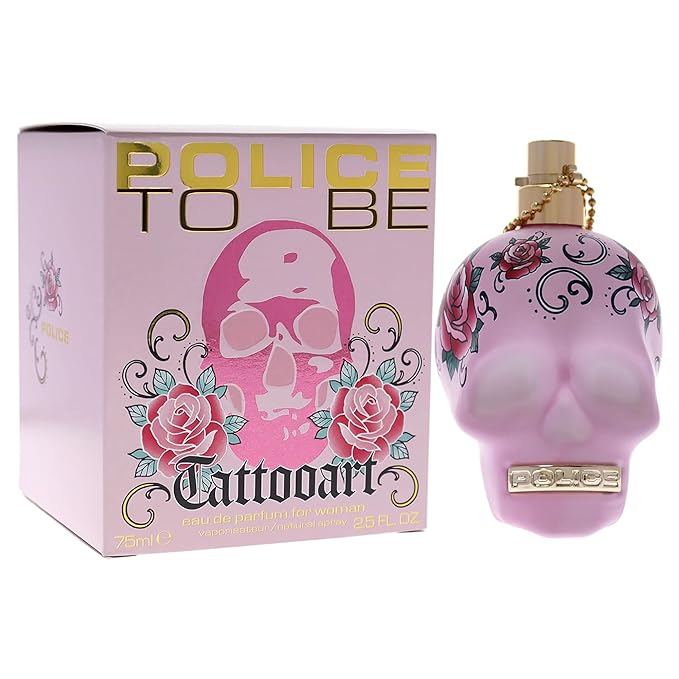 To Be Tattooart For Woman By Police - Fragrance For Women - Floral Fruity Gourmand Scent - Creamy Sandalwood And A Powdery-Sweet Marshmallow Accord - Eye-Catching Skull Bottle - 2.5 Oz EDP Spray