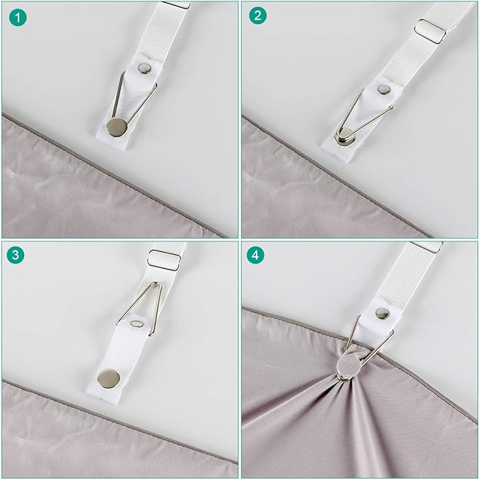 Bed Sheet Holder Straps- Adjustable Fitted Sheet Clips Bed Sheet Fastener Suspenders Elastic Gripper Holder Used for Bed Sheets,Mattress Covers, Sofa Cushion(Set of 4)
