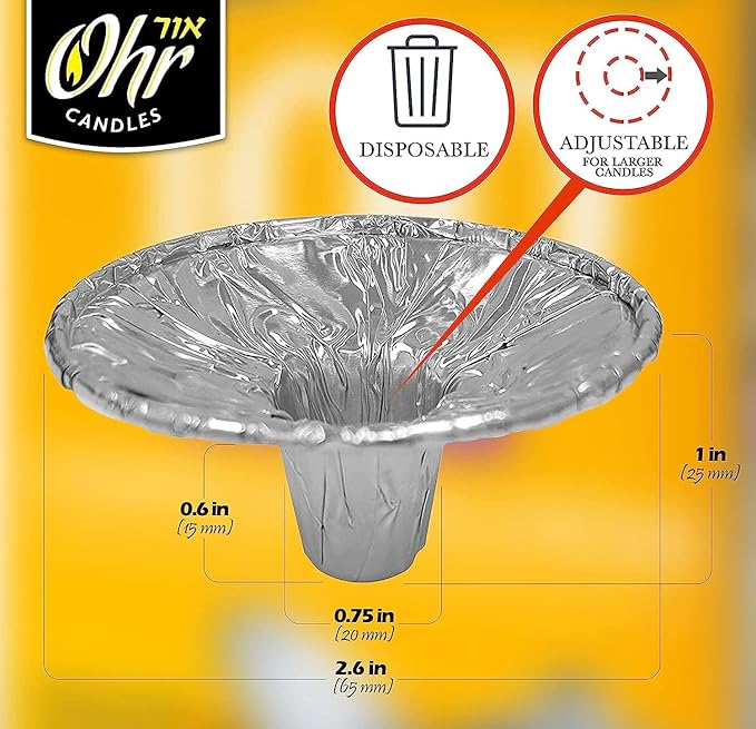 OHR Extra Heavy Disposable Aluminium Foil Candle Holder, Drip Cup Bobeches - 50 Pack