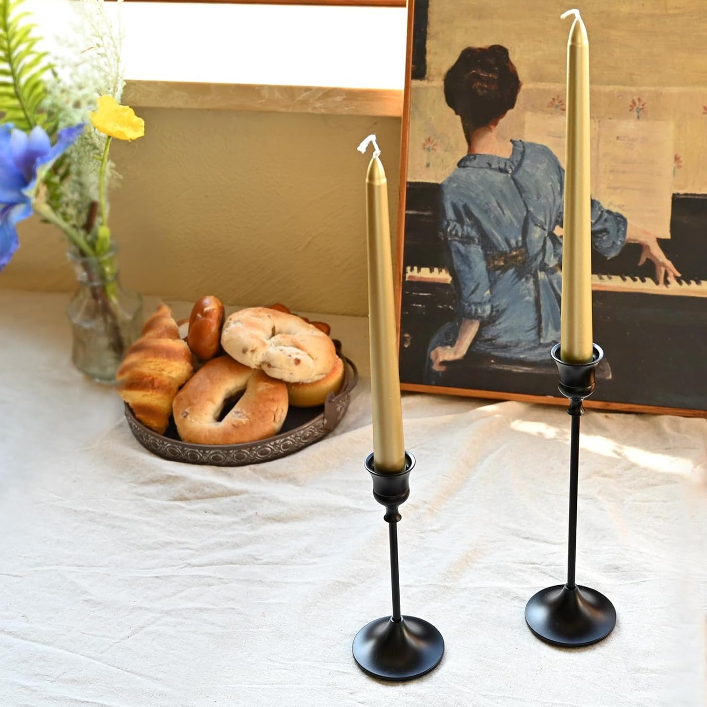 Candlestick Holders Black, 1 Pack Taper Candle Holder for Candlesticks, Candle Sticks Holder Decor for Home Decor