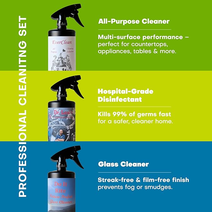 Multipurpose Cleaning Spray Kit, Powerful Natural All Purpose Cleaners Designed For Kitchen, Glass And All Surfaces, Ideal For Everyday Bathroom Cleaning Supplies And Household Use 48oz (3 Pack)