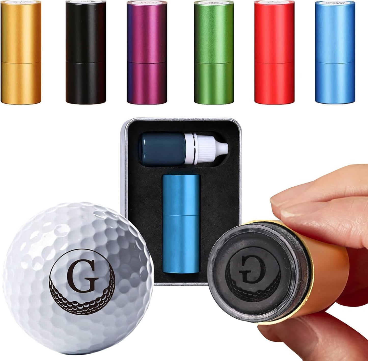 Personalized Golf Ball Stamp with Metal Case, Custom Golf Ball Stamp, Reusable Waterproof Golf Ball Marking, Gifts for Golfers, Husband, Dad, Golf Accessories Birthday