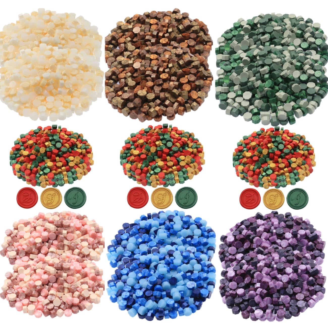 Wax Seal Kit with Warmer, ONWINPOR 300pcs Sealing Wax Beads in 3 Colors, Non-Slip Spoon, Candles for Envelopes, Stamp Letter Seal,Wedding Invitations (Pearl White Mix)