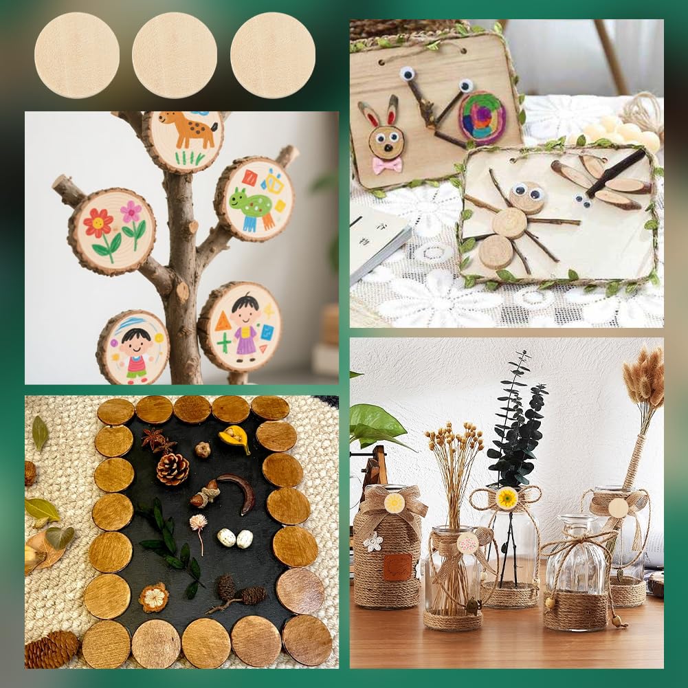 OLYCRAFT 400Pcs 0.8 Inch Natural Beech Wood Slices Unfinished Round Wooden Discs Small Wooden Circles Cutouts Unfinished Round Wood Slices for DIY Crafts Painting EngravingChristmas Decoration