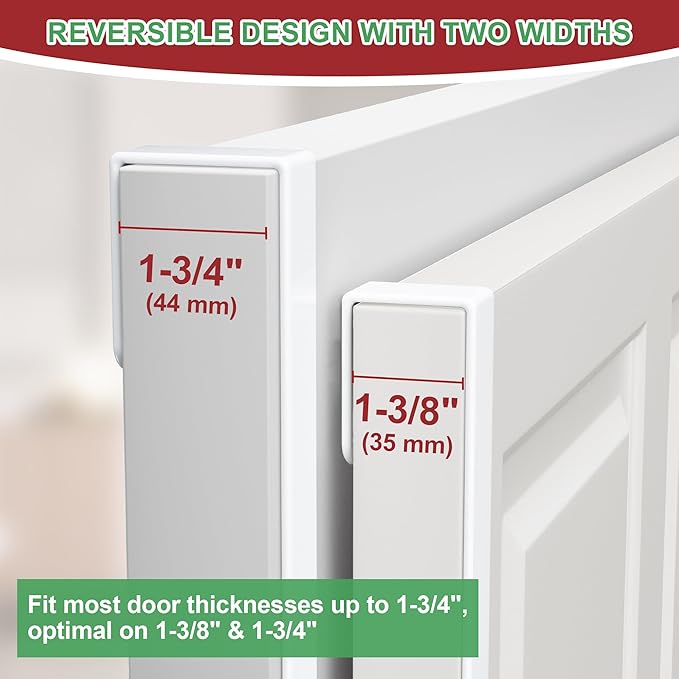 15" Reversible Wreath Hangers for Front Door, Fit Most Doors up to 1-3/4", Heavy Duty Steel Over The Door Hooks Hold up to 80 LBS for Holiday Christmas & Halloween Wreaths, Indoor Decor (White, 2 PCS)