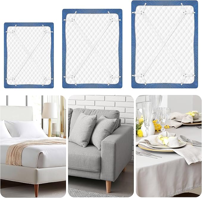 CHRORINE Bed Sheet Holder Straps Adjustable Sheet Fasteners Clips Keep Bedding Stays in Place, 2 Pcs/Set, White