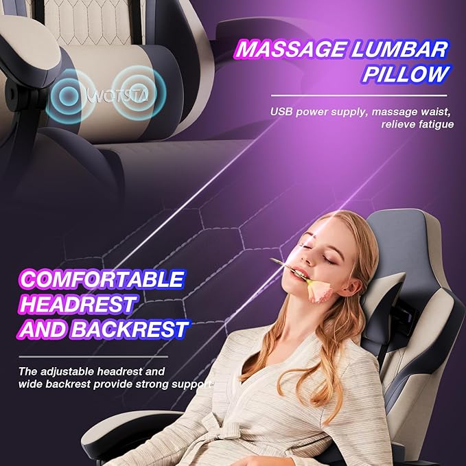 Gaming Chair with Footrest, High Back Gaming Chairs PVC Leather Ergonomic Gamer Chair with Adjustable Headrest Lumbar Support Racing Style Video Gaming Chair for Office/Home (Grey)