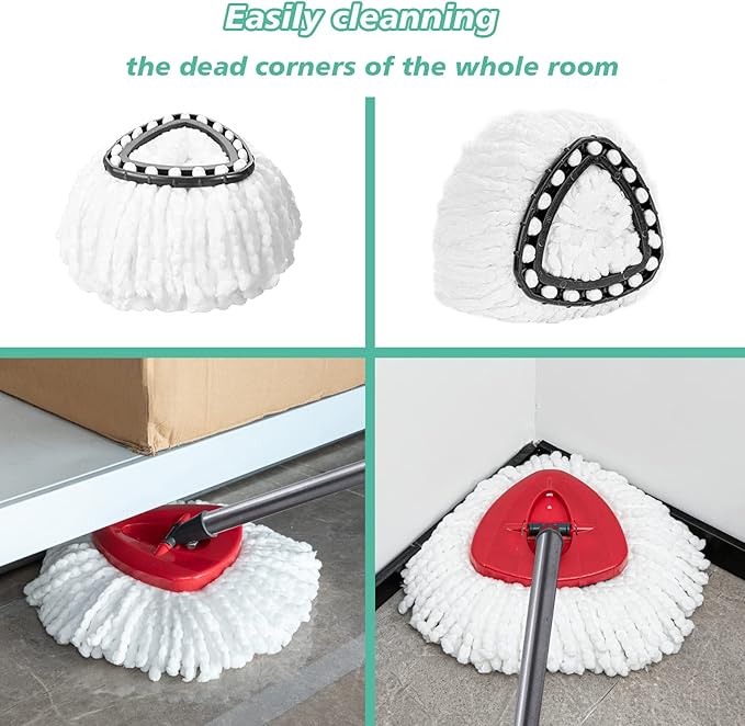 12 PCS Spin Mop Replacement Head,100% Microfiber Mop Refills Head Compatible with Triangle Spin Mop, 360 Degree Micro Spinning Mop Replace Head for Easy House Cleaning Floor Mopping…