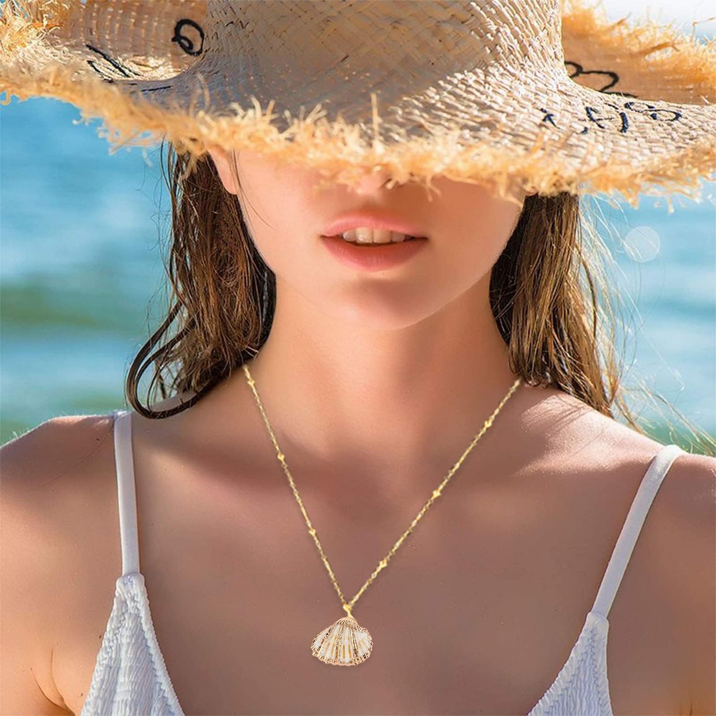Haceolhada 5Pcs Natural Scallop Conch Seashell Necklace Sea Sshell Necklace Adjustable Seashell Jewelry Gifts for Women