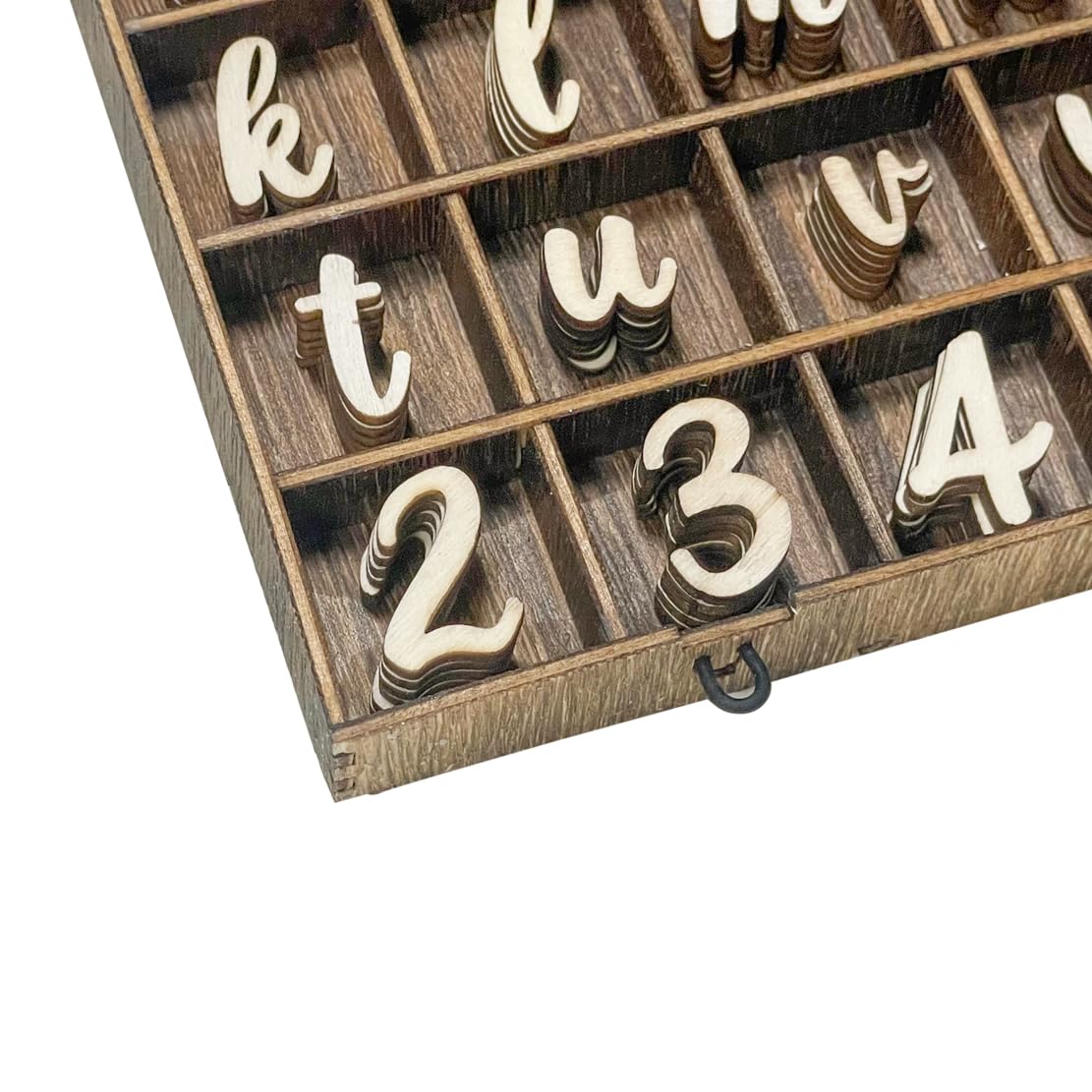 682 Pieces 1 Inch Wood Alphabet Letters Wooden Numbers Mini Capital & Lowercse Letters with Rustic Storage Box for Home Decor Spelling Education Homemade Crafts Party Gifts