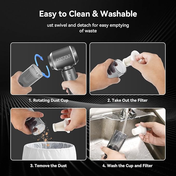 Car Vacuum Cordless, Mini Portable Vacuum Cordless for Car, 4-in-1 20000PA High Power Portable Rechargeable Vacuum Cleaner with Brushless Motor, Small Handheld Vacuum & Air Blower & Pump-Grey