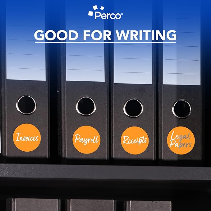 Perco Fluorescent Orange 3-Inch Round Circle Dot Sticker Labels with Easy Peel Perforation - 500 Labels per Roll - Strong Adhesion, Vibrant Colors for Organizing, Crafting & More - Made in USA