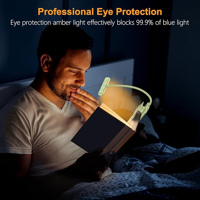 Gritin 19 LED Rechargeable Book Light for Reading in Bed with Memory Function- Eye Caring 3 Color Temperatures,Stepless Dimming Brightness,80 Hrs Runtime Clip on Light for Book Lovers-Cyan